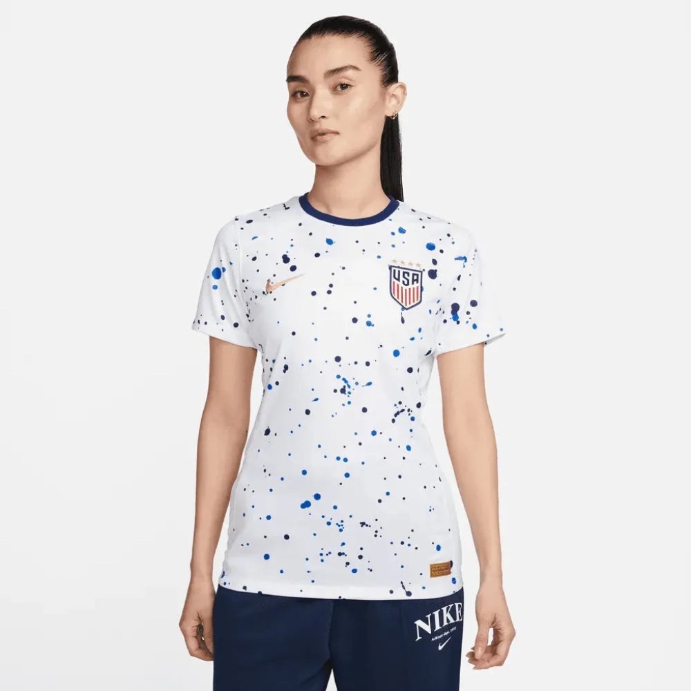 NEW Nike 23-24 USA Soccer Women's 4-Stars Home Jersey White/Blue/Metallic Gold L